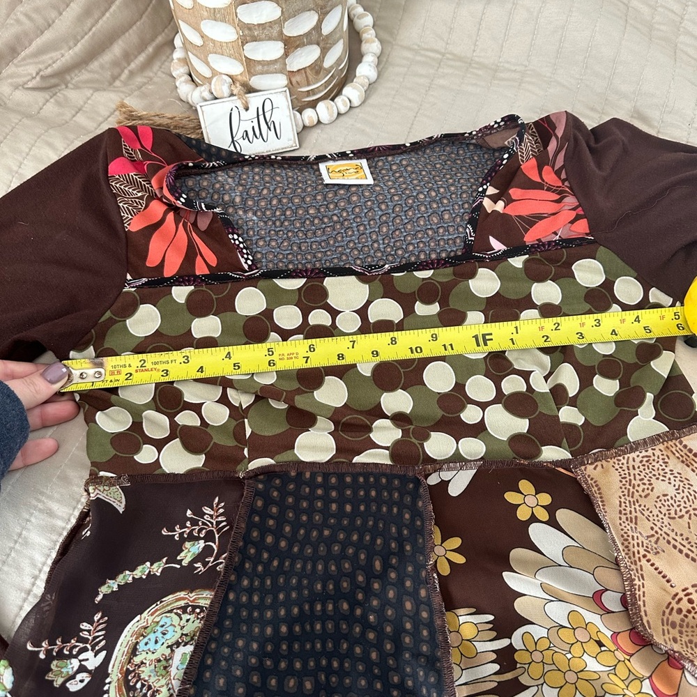 BOHO WOMENS PATCHWORK TOP - Picture 9 of 9